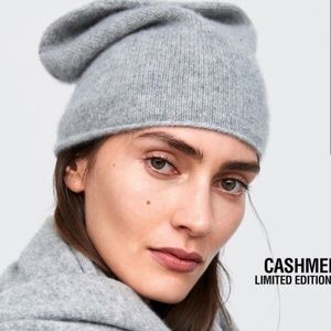 ZARA 100% Cashmere Grey Beanie